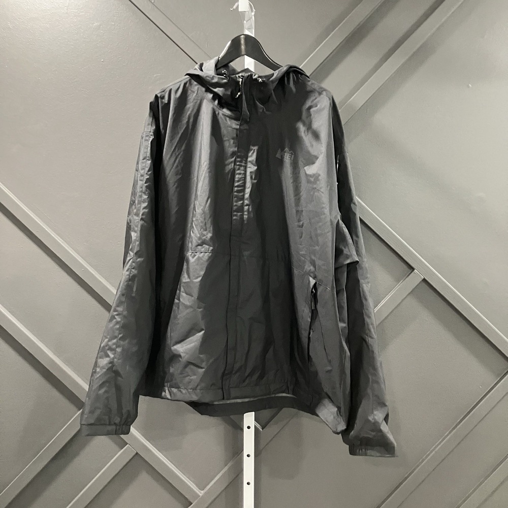 REI Co-op Rain Jacket Men's Size 3XL Black Hooded Waterproof Lightweight Shell